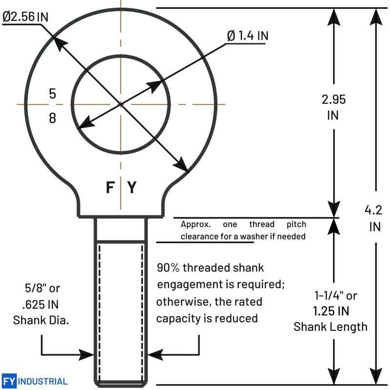 أف واي صندوق مكون من 7 قطع براغي رفع الكتف 5/8 بوصة - 11 × 1-1/4 بوصة - Image 3